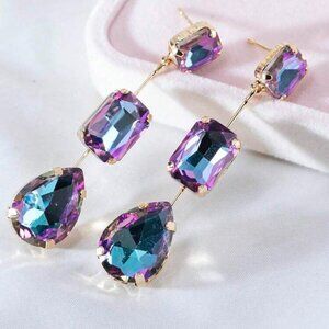 Sophisticated Purple and Blue Gemstone Earrings